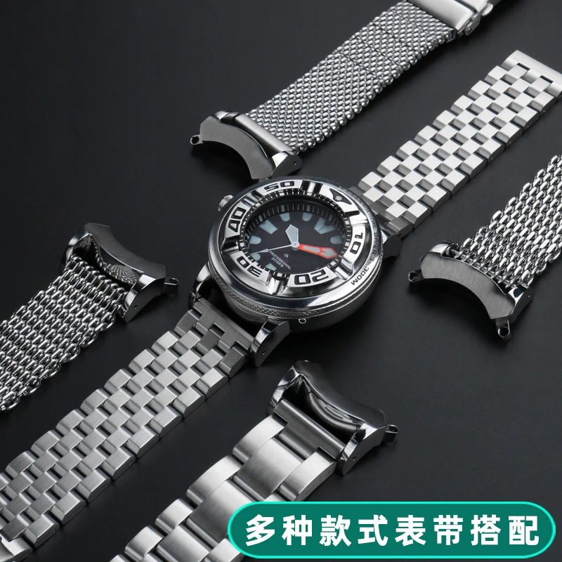 For Citizen Monster BJ8050-08E Ears Customization Stainless Steel Strap Men‘s Modification Stainless Steel Connector Watchband