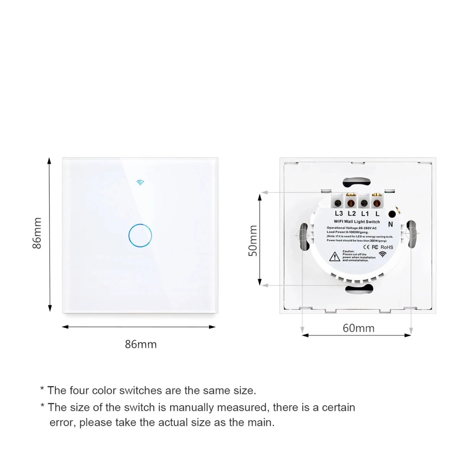 Smart EU Smart Life Alexa 433RF WiFi Remote 1/2/3 Gang Light Wall