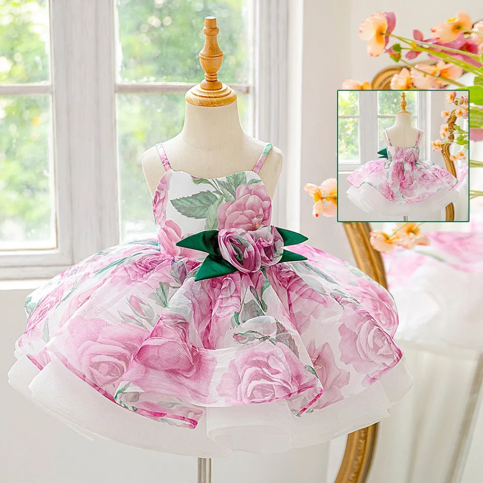 Toddler Baptism Flower Dress Elegant Lace 1st Birthday Dress Princess Prom Dresses Baby Girls Bridesmaids Wedding Costumes ASQ03 - view 4