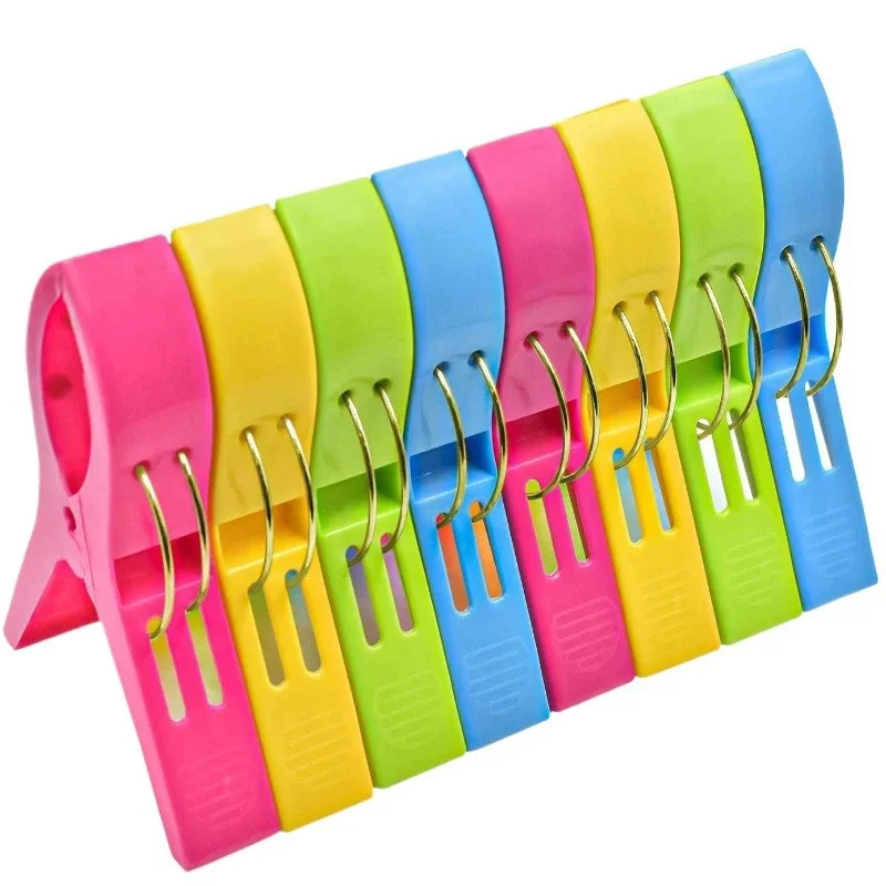 4-24pcs Beach Towel Clips Large Clamps to Hold Towel Holder Plastic Clothes Pegs Hanging Clip Clamps Clothespins for Towels