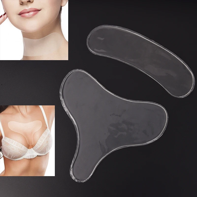 Reusable Anti Wrinkle Prevention Silicone Neck Pad Chest Heart Shape Transparent