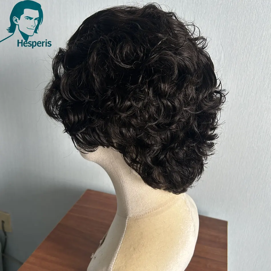 Short Curly Men Wigs Pre Plucked Brazilian Rem PixieCu 13x6 Lace Front Human Hair Wigs For Male Natural Color