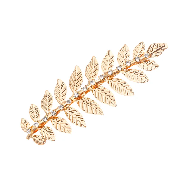 مشبك شعر بورق ذهبي مرصع بالكريستال، إكسسوار شعر عروس رومانية على الطراز الأوروبي والأمريكي