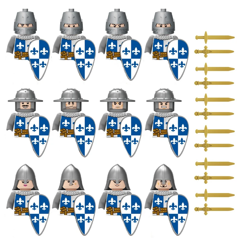 MOC Medieval Military Roman Soldiers Figures Building Blocks Officers Weapons Accessories Shield Helmet Coat Sword Bricks K136