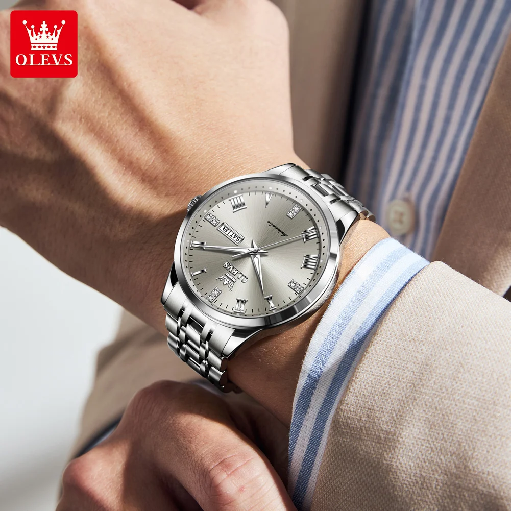 OLEVS 7062 Couple Watches Top Brand Fashion Original Automatic Mechanical Wristwatch Waterproof Luminous Date Roman Dial Reloj