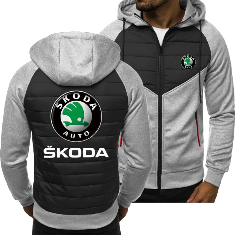 

2023New Spring Autumn Skoda Hoodie Men's Fashion Sport Casual Sweatshirts Cardigan Zipper Long Sleeve Jacket