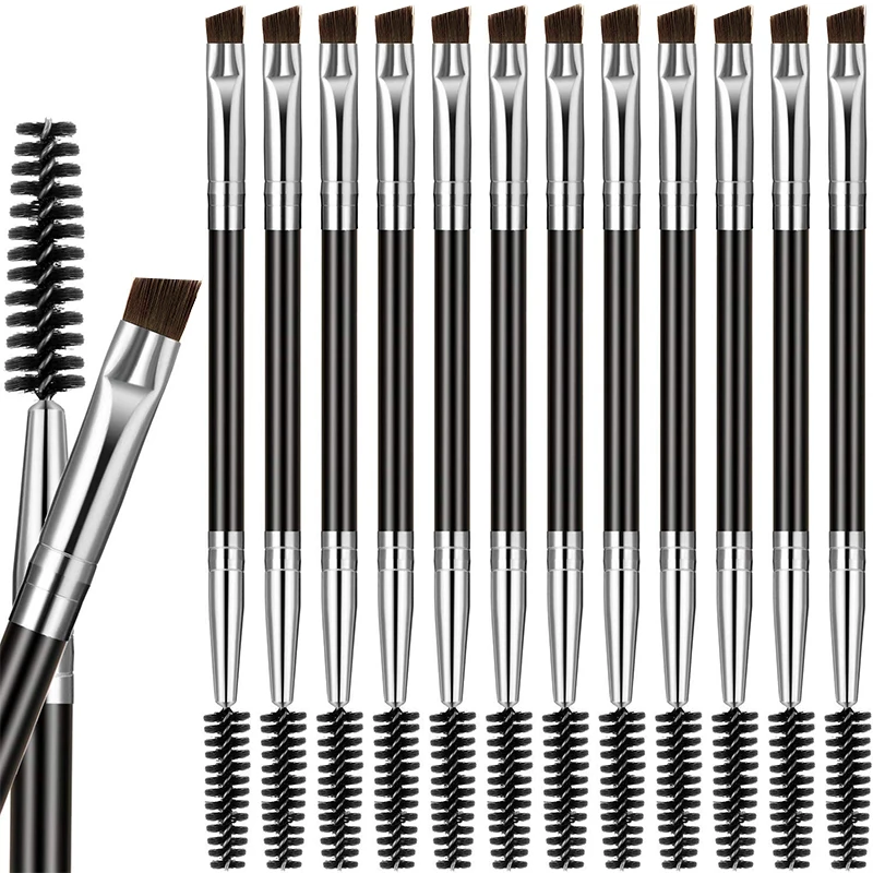 

12 Packs Two -headed Eyebrow Brush Spiral Diagonal Corner Makeup Brush Wood Handle Easy To Carry Beautiful Makeup Tools Beauty