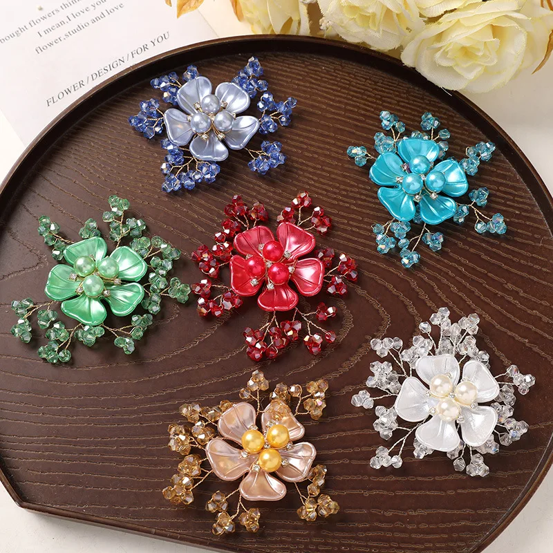 1 Piece Crystal Pearl Flower Shoe Charms for Clogs DIY Korean Light Luxury Handmade Clothing Accessory Sparkly Cute Gift New