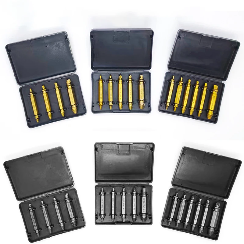 4/5/6Pcs Portable Screw Extractor Double-head HSS4341sliding Tooth Broken Screw Anti-tooth Broken Wire Extractor Set
