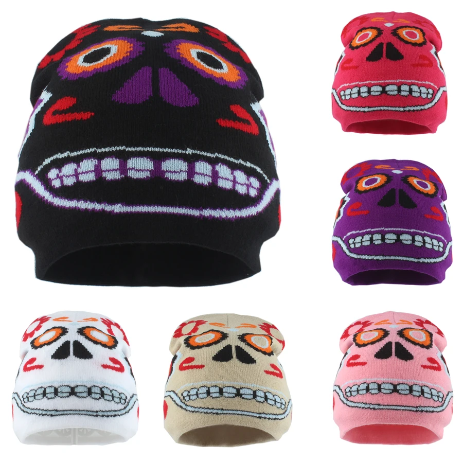 2024 New Halloween Beanie Hat Women Men Autumn Winter Warm Cute Funny Skullies Beanies Y2K Hiphop Bonnet Caps