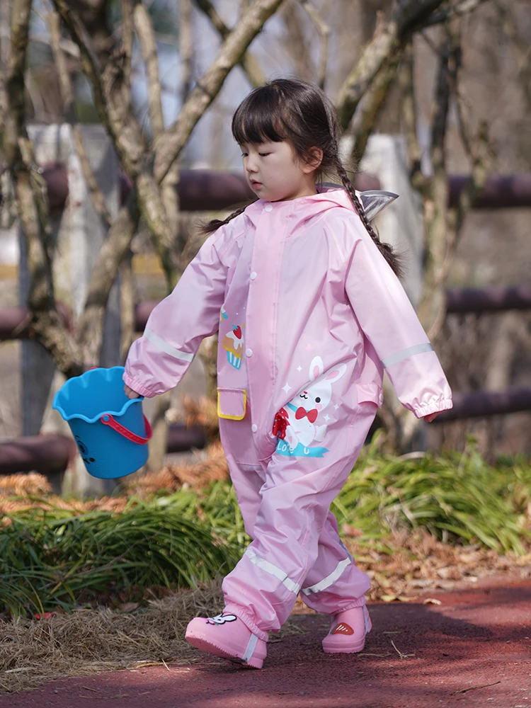 

Детский универсальный дождевик с динозаврами, дождевые штаны с накладками на стопы, водонепроницаемый костюм для детского сада и школы