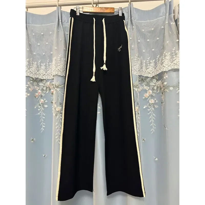 

High waisted black slimming casual pants (no pilling or fading) own factory made Start of school season Student sports style