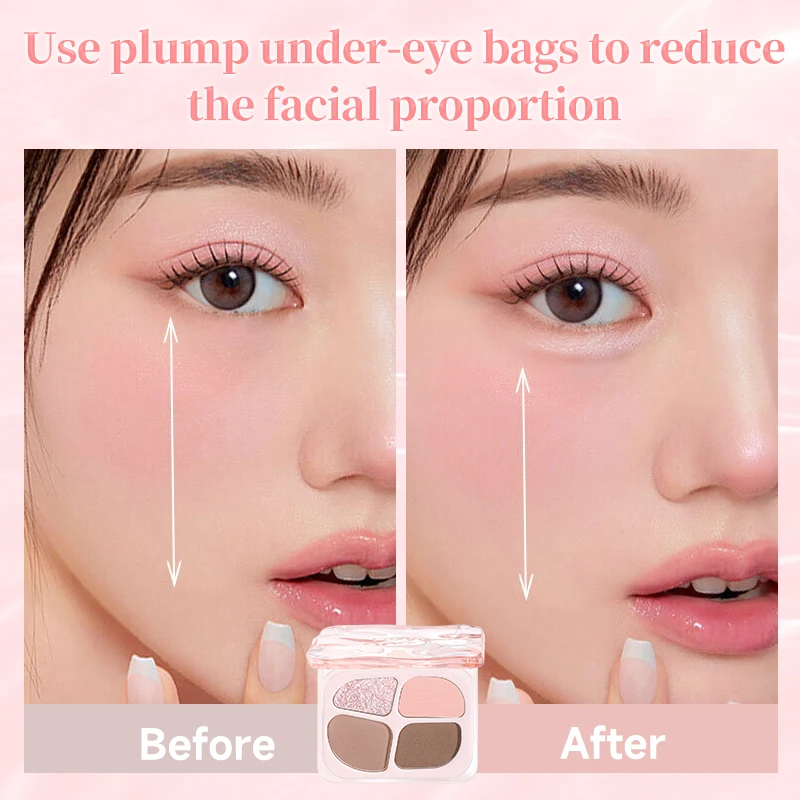 4색 아이 하이라이터/언더 아이 쉐이드 - 매트 아이백 메이크업, 쉬머 & 글리터 마감, 오래 지속, 방수, 번짐 없음