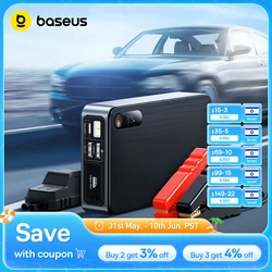 Baseus-arrancador de batería portátil para coche, dispositivo de arranque de emergencia, 1200A, Banco de energía, 12000mAh, 2.5L/6L