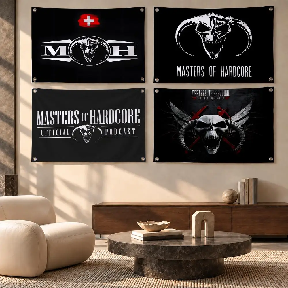 Masters of Hardcore EDM Rave Print Flags Festive Decorative Banner for Camping, Family Parties & Garden Wall Decor, Great Gift