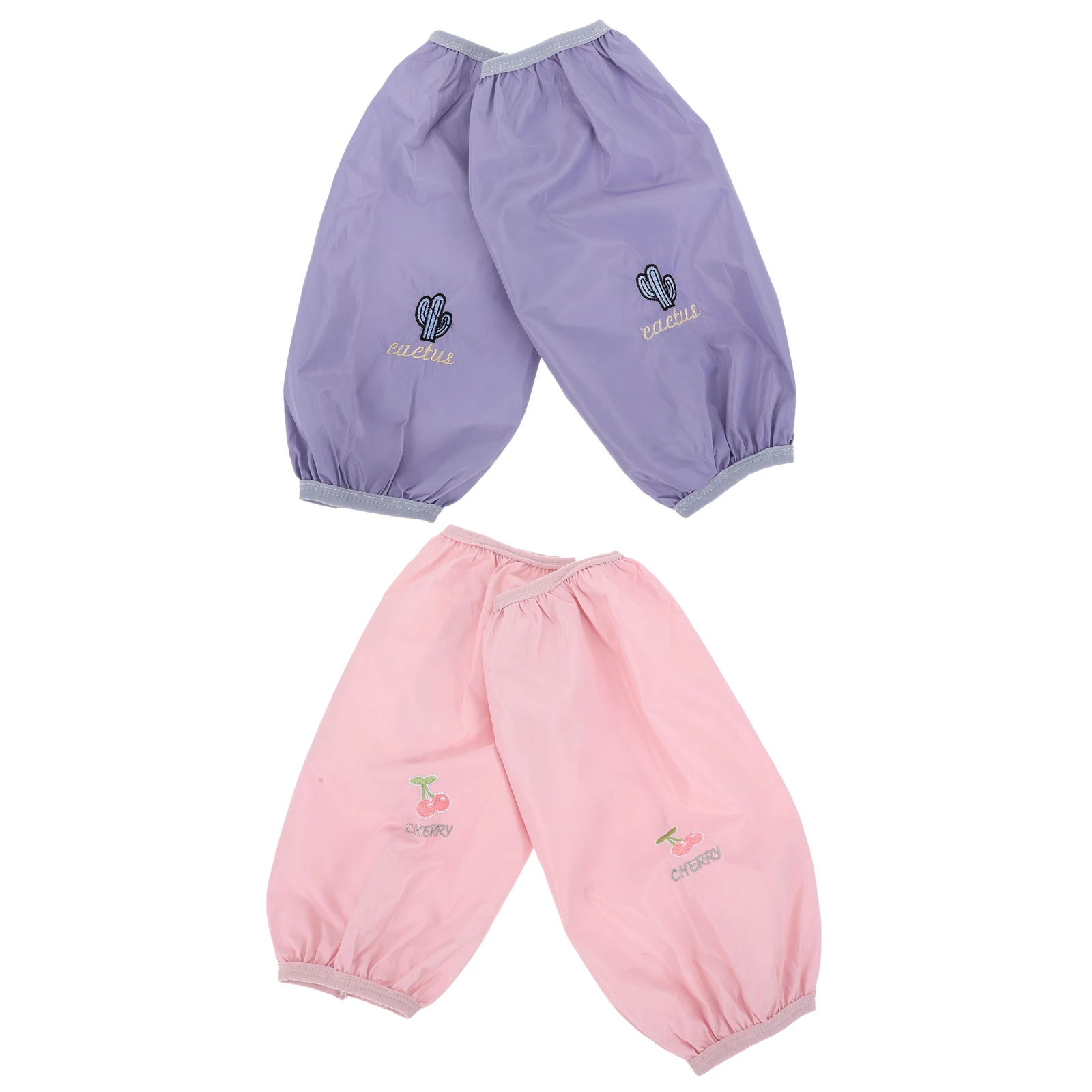 

2 Pairs Waterproof Kitchen Sleeves Long Cartoon Pattern Anti oil Stain Resistant Practical Family Hotel Use Cherry Cactus