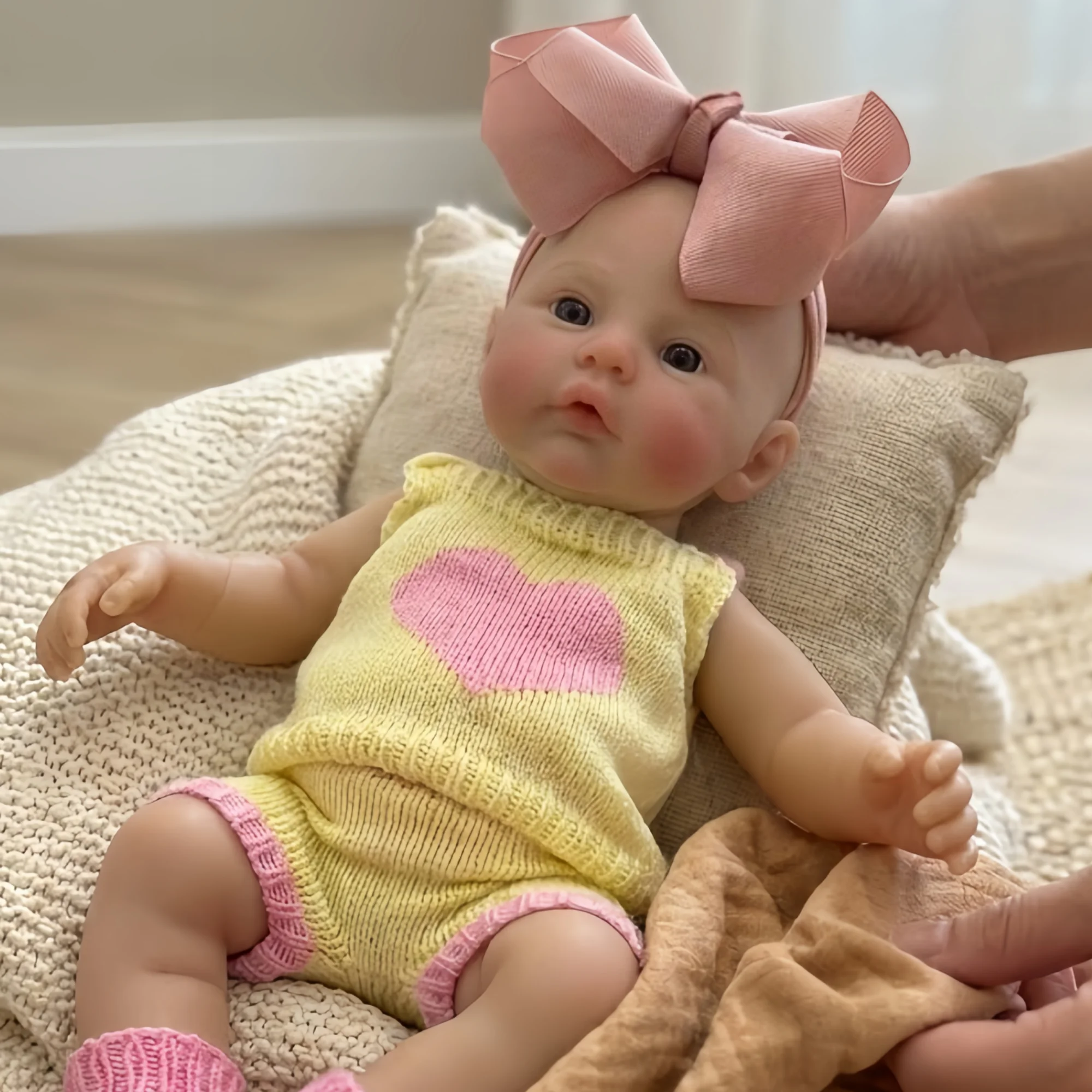 13Inch Can Open Mouth Meadow With 2 Clothes Solid Silicone Bebe Reborn Girl  Painted Skin Handmade Lifelike Newborn Baby Dolls