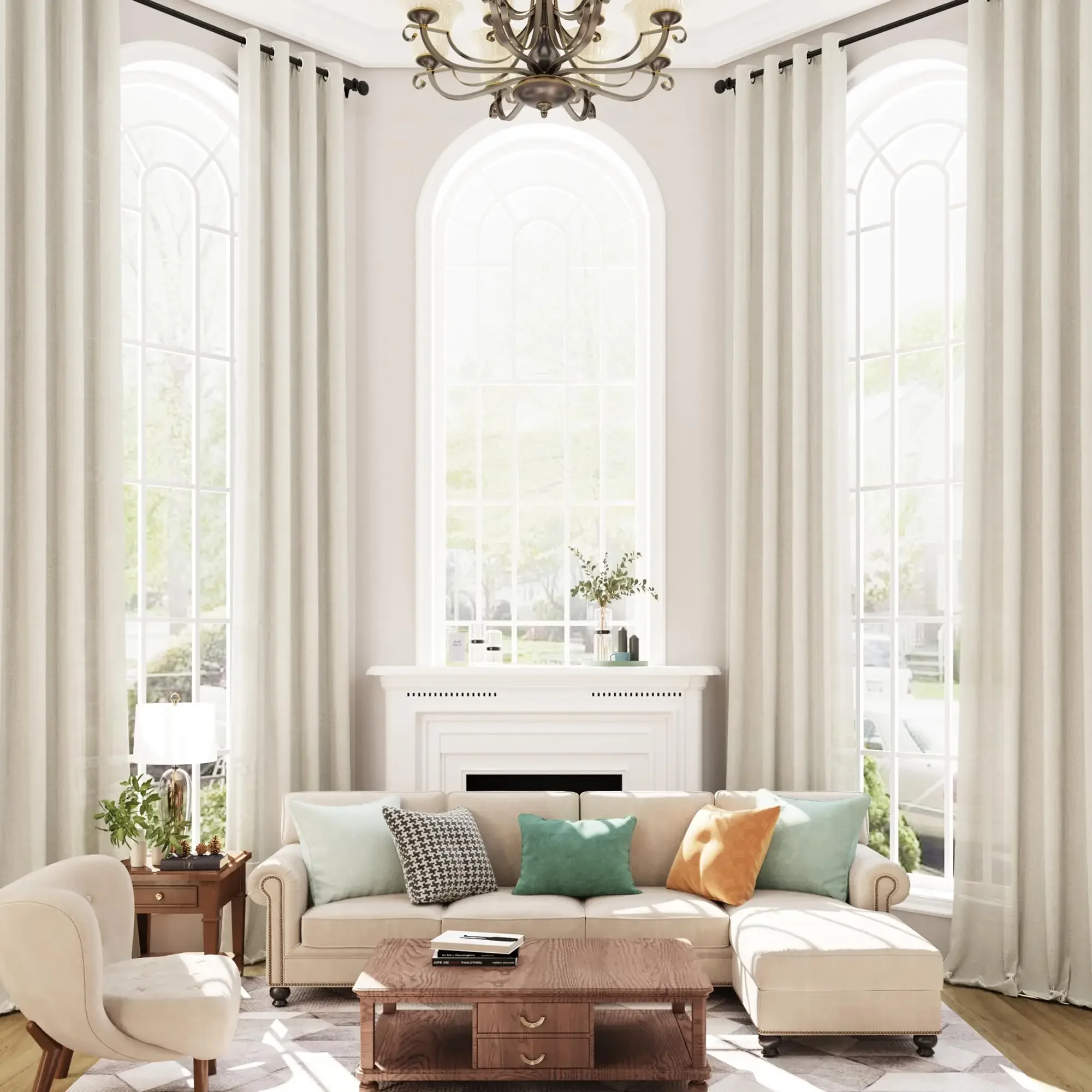 Custom Made 450CM Length Extra Long Living Room Sheer Curtain Drape 400CM High Ceiling Window Tulle Bedroom Curtain