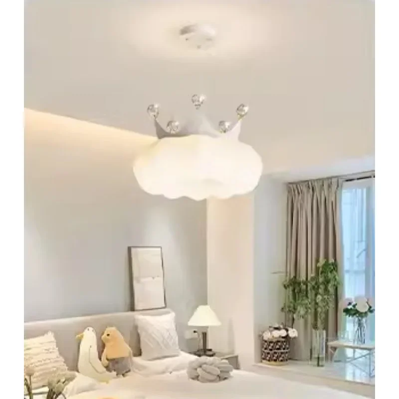 GHJUYIOL Crown pendant light, modern simplicity, creative personality, children's bedroom, girls' minimalist pumpkin cloud light