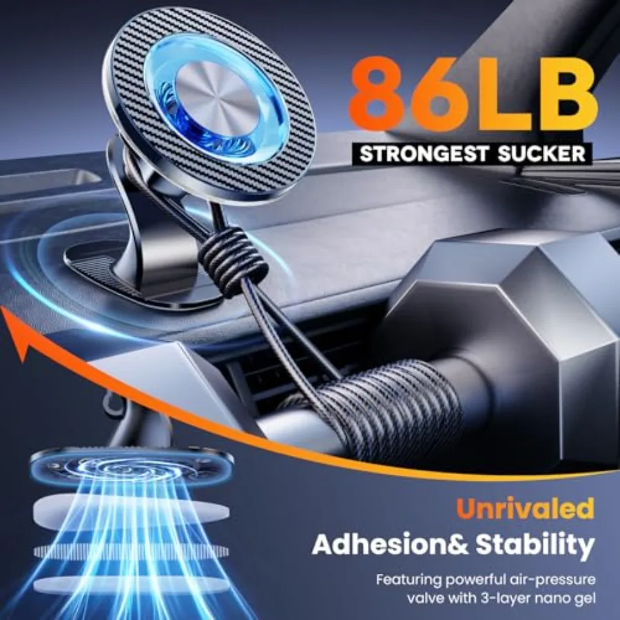 Suporte de telefone magnético atualizado 2025 para carro com 22 ímãs fortes e design de ganchos duplos universal compatível com iPhone 16
