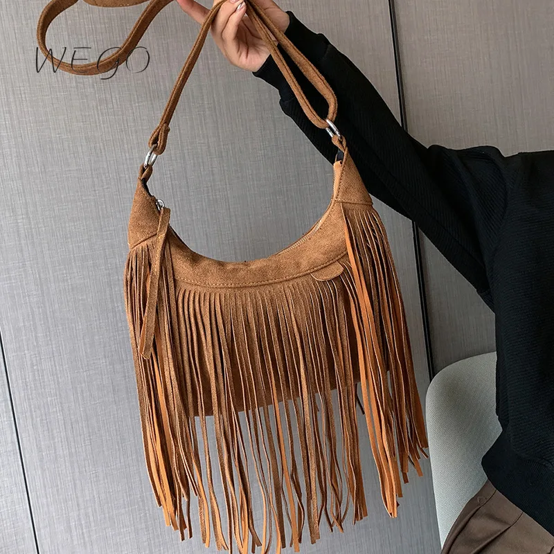 

Retro Tassel Large-capacity Bag Women's New Autumn Winter New Handbag Popular Ladies Shoulder Bag Simple Crossbody Bags