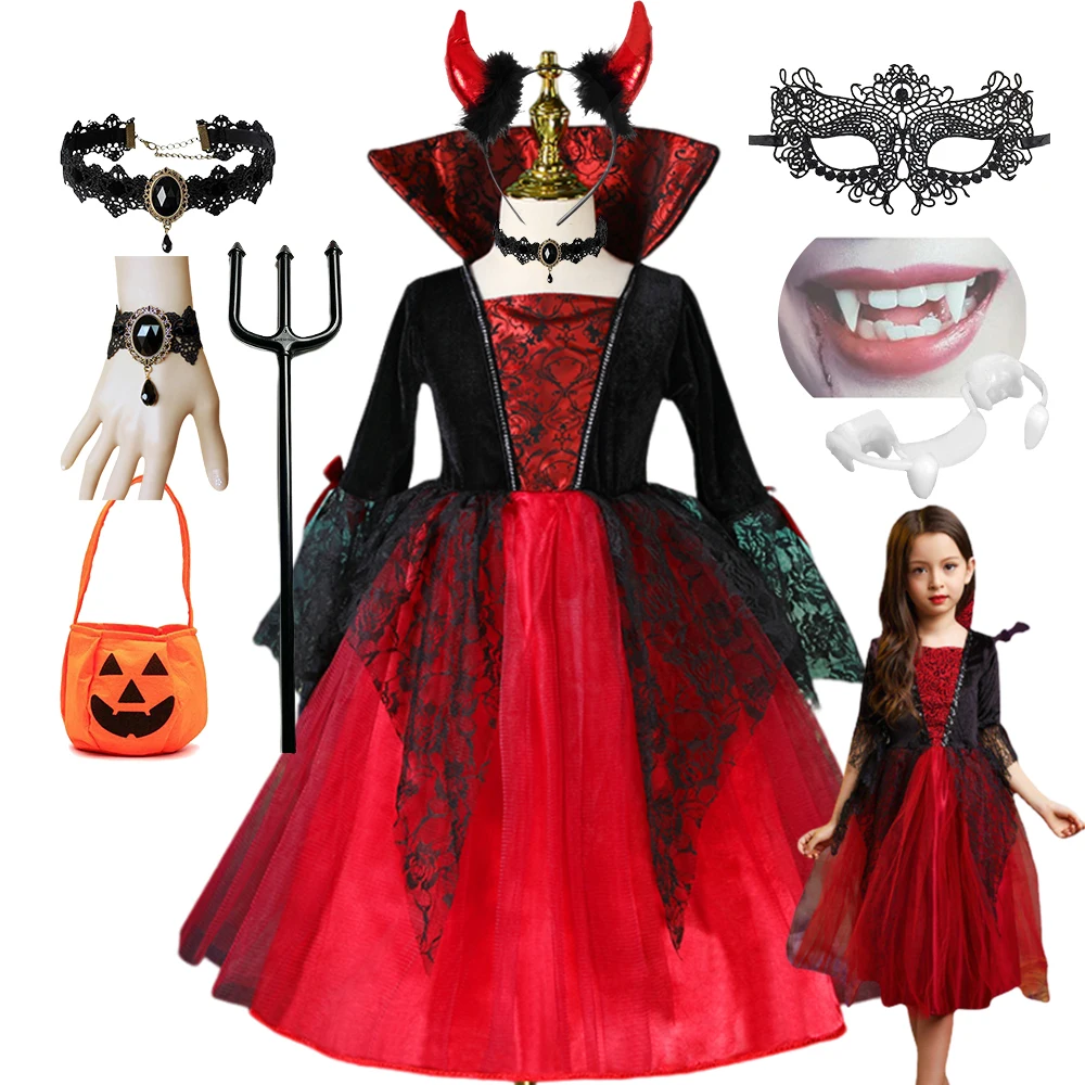 

Halloween Vampire Girls Costumes Ghost Bride Gothic Cosplay Vampire Costume Count Vampiran Carnival Easter Outfit Scary Clothes