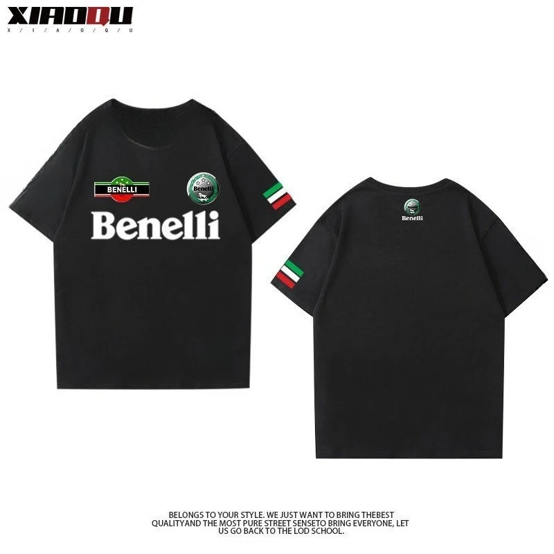 

Racing Letter Print T-shirt Men's Summer Comfortable Loose Short-sleeved Cotton Crew Neck Top Fashion Trend Men's Clothing