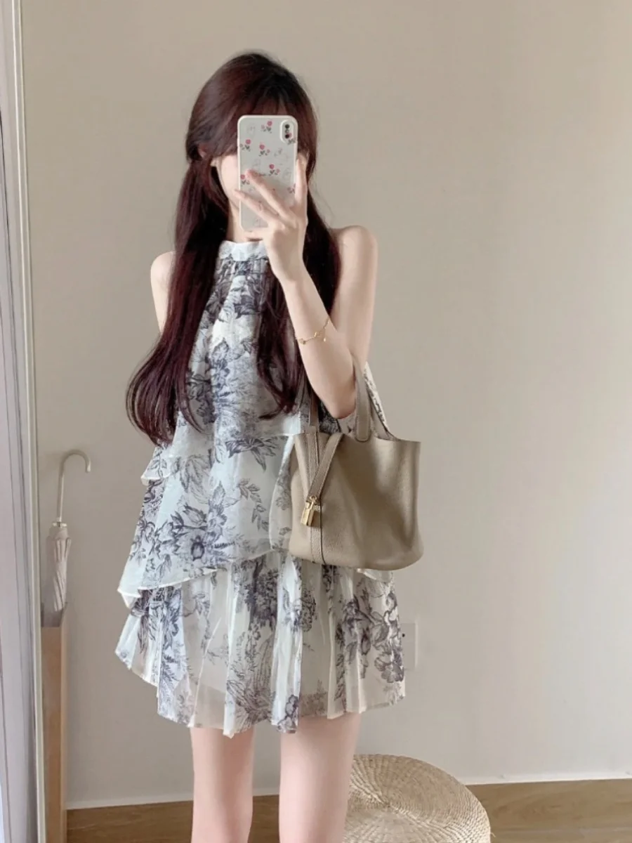 

Летний комплект 2024: Новинка! Модный женский костюм из двух предметов с принтом в стиле акварели (топ и юбка)