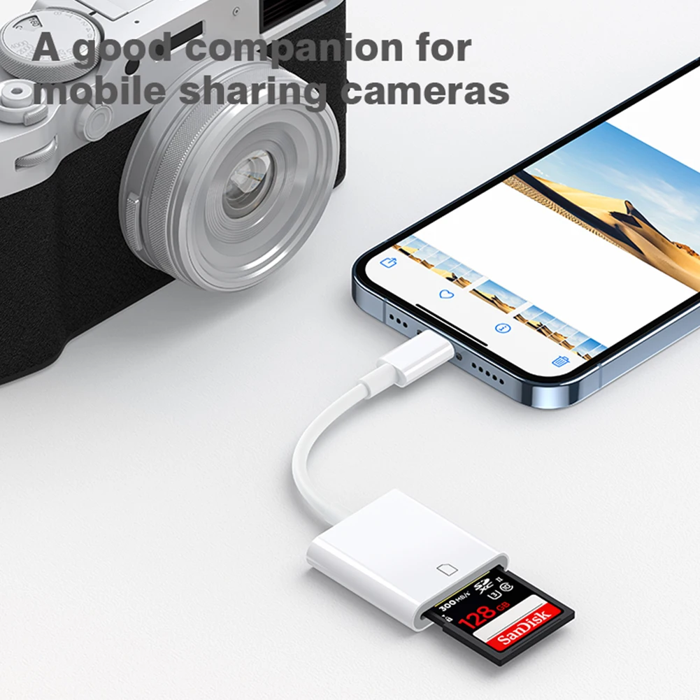 For iPhone Card Reader Memory Card Adapter for iphone 14 13 12 11 Pro Max 8Pin To SD Camera Card Reader Data Converter OTG Cable