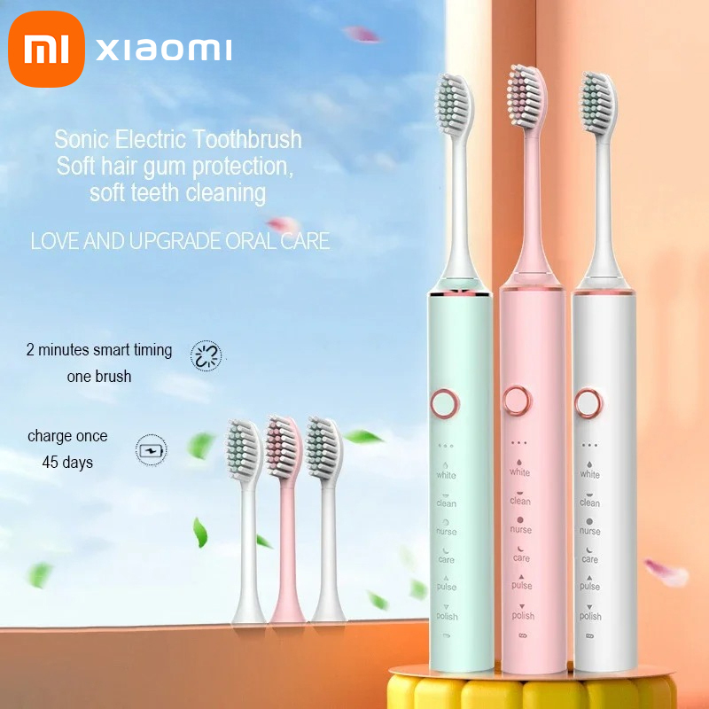  Xiaomi Youpin Sonic Electric Toothbrush USB Fast Charging Toothbrush Smart Timer Rechargeable Toothbrushes Replacement Heads Set 