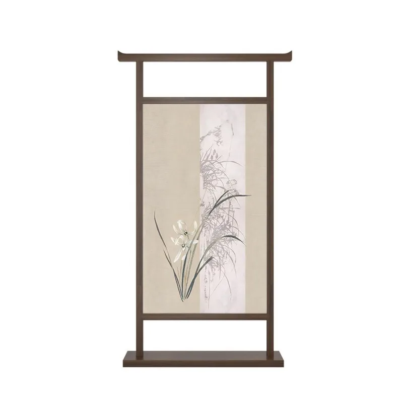 New Chinese orchid screen partition, living room entrance door blocking bedroom decorative solid wood seat screen