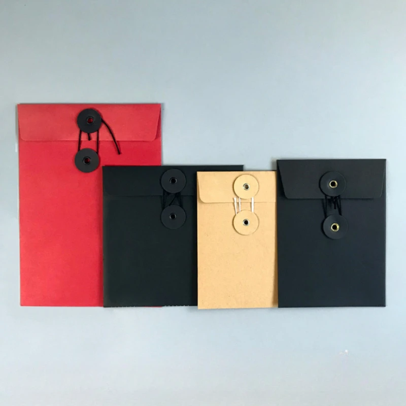 50 шт. однотонной сумки для файлов, пустая крафт-бумага, сумка для хранения открыток A5A6A7, бездонный конверт, петля, веревка, сумка для хранения карт