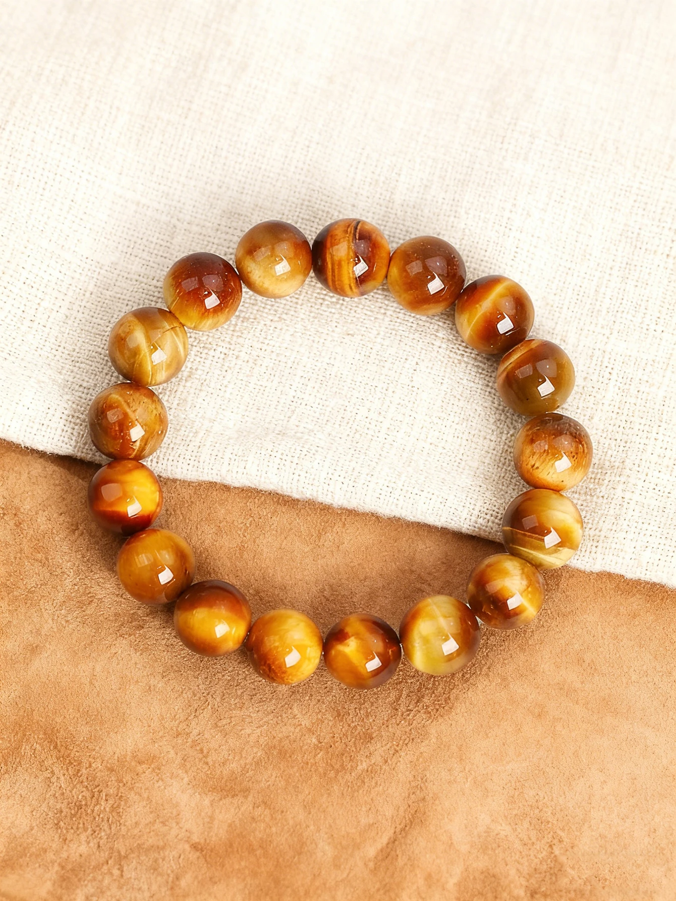 Natural Stone Bracelet Women Orange Tiger Eye Bead Bracelet Healing Energy Reiki Charm for Courage Protection Stretch Bracelets
