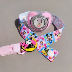 Disney Luxus Coisas Para Bebê Soft Beiß nippler Spielzeug lustige Minnie Maus Stoff Streifen Clips Halter neue Baby Fütterung Spullen