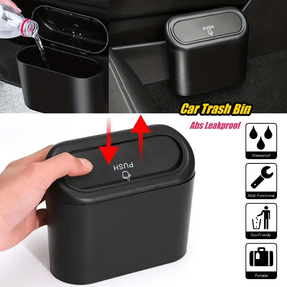 1.5L Car Trash Can Bin with Lid Sturdy Plastic Strong Toughness Not Easy To Crack More Durable Keep Your Car Clean and Tidy