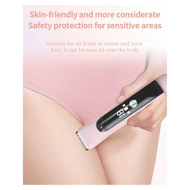 【PLAISIR】 ماكينة حلاقة بيكيني مزدوجة الرأس للنساء ماكينة حلاقة كهربائية رطبة وجافة غير مؤلمة لتشذيب البيكيني الناعم