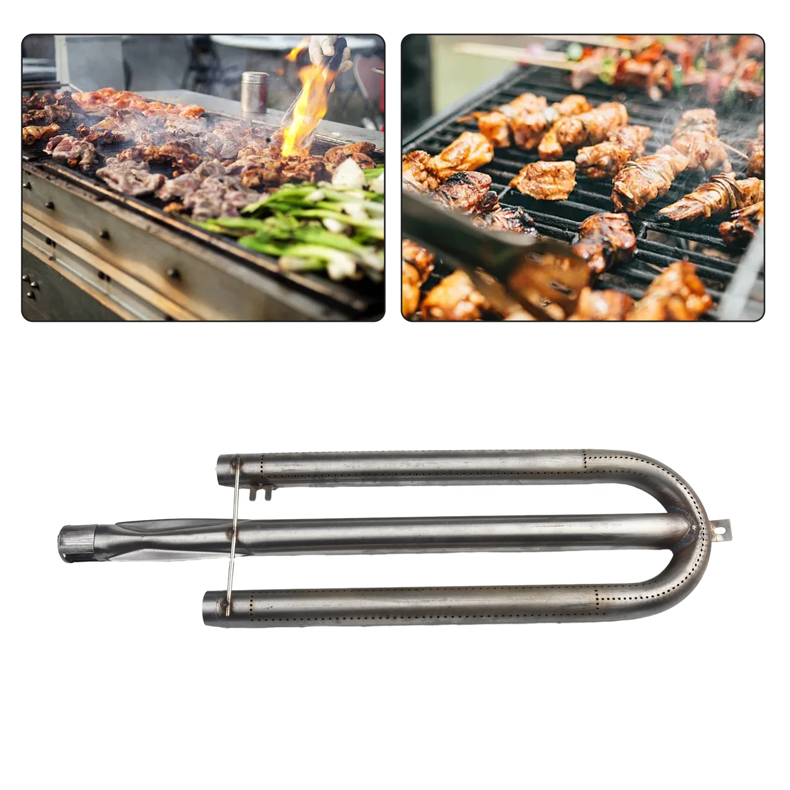 

L58cm Gas Grill Tube U Burner Stainless Steel Replacement Parts Flame Plate Grill Burner Gas Inlet Tool Parts