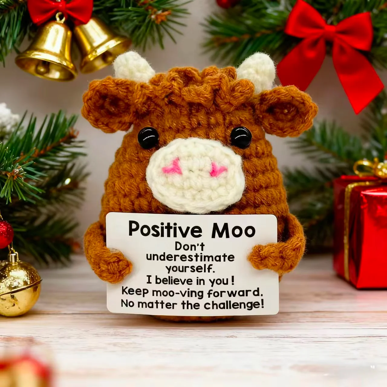 Positive Funny Cute Poop Cow Doll Emotional Support Pickles Handmade Home Office Decor Ornaments Crochet Knitting Christmas Gift