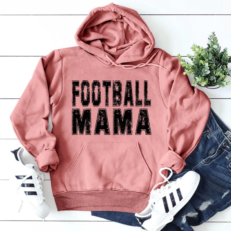 

FOOTBALL MAMA Letter Fashion Loose Casual Long Sleeve Hoodie Y2k Clothes