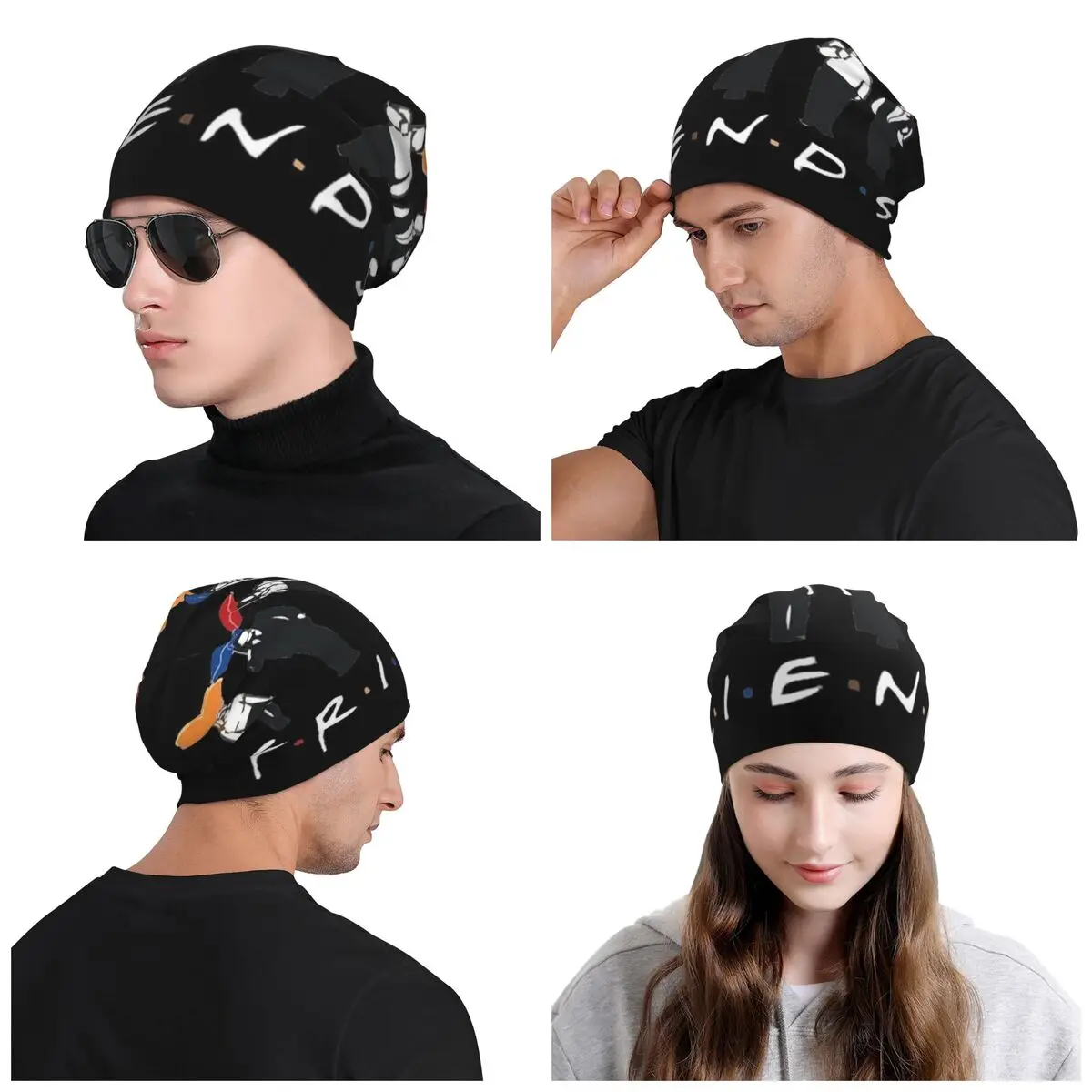 Classic Friends TV Show Skullies Beanies Caps Unisex Winter Warm Knit Hat Men Women Cool Adult Bonnet Hats Outdoor Ski Cap