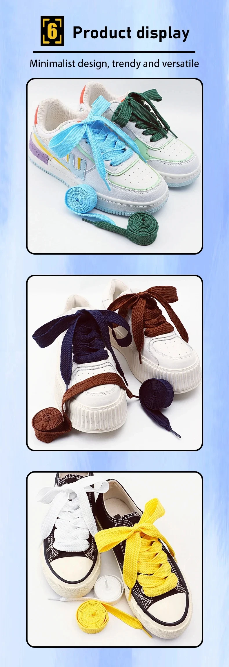 2 Paar NEUE dicke Sneaker-Schnürsenkel – 20 mm breite sportliche Schnürsenkel, klassische flache Schnürsenkel aus Baumwollseil für Männer und Frauen, 100/120/140/160 cm – Detail 7