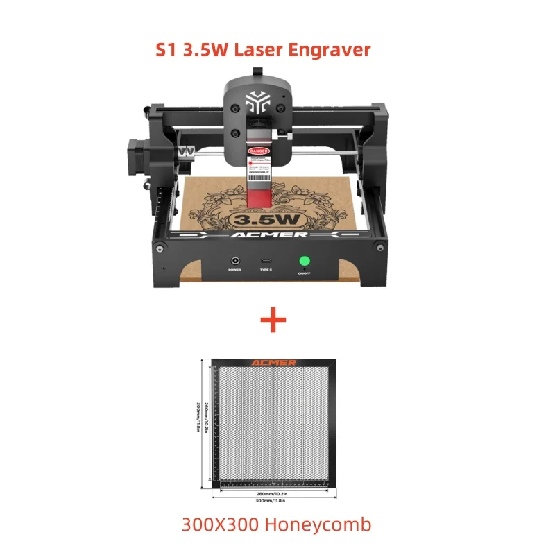 ACMER Lightburn Gcode S1 3W Laser Engraving Machine 300x300MM Panel Laser Working Table