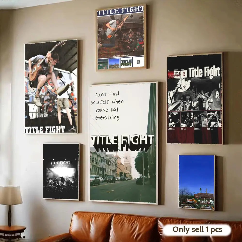 Rock T-Title Fight Band Poster Home Bar Wall Art Sticker Waterproof Self-Adhesive Mural for Living Room Bedroom Decor