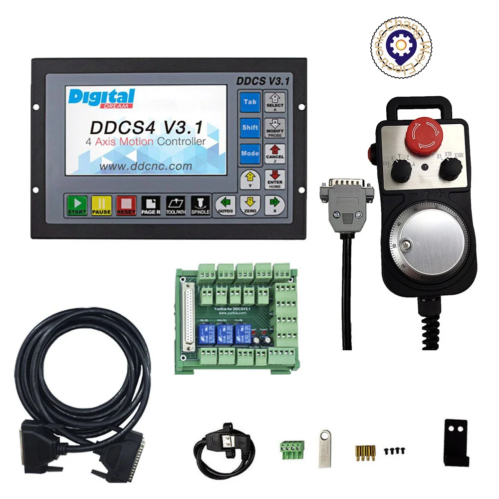 

DDCSV3.1 Upgrade + signal line large wiring board 3 axis 4 axis cnc offline motion controller with emergency stop handwheel MP