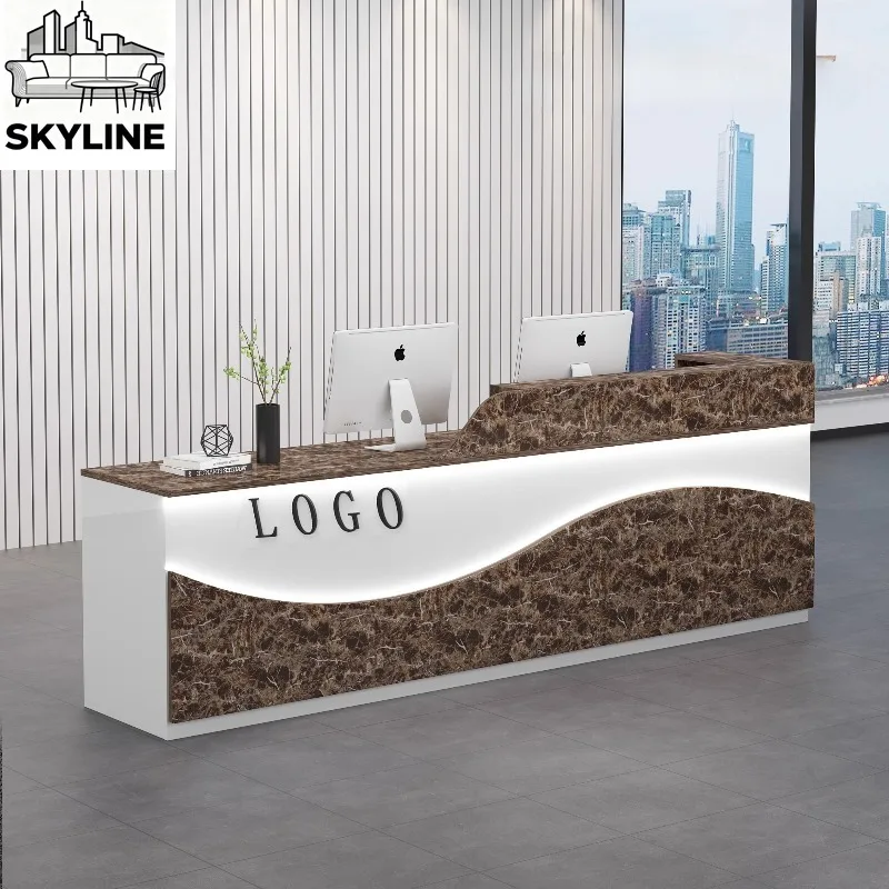 Luxury Modern Multi-scene Reception Desk, Front Counter Organizer for Shop Restaurant Office Lounge