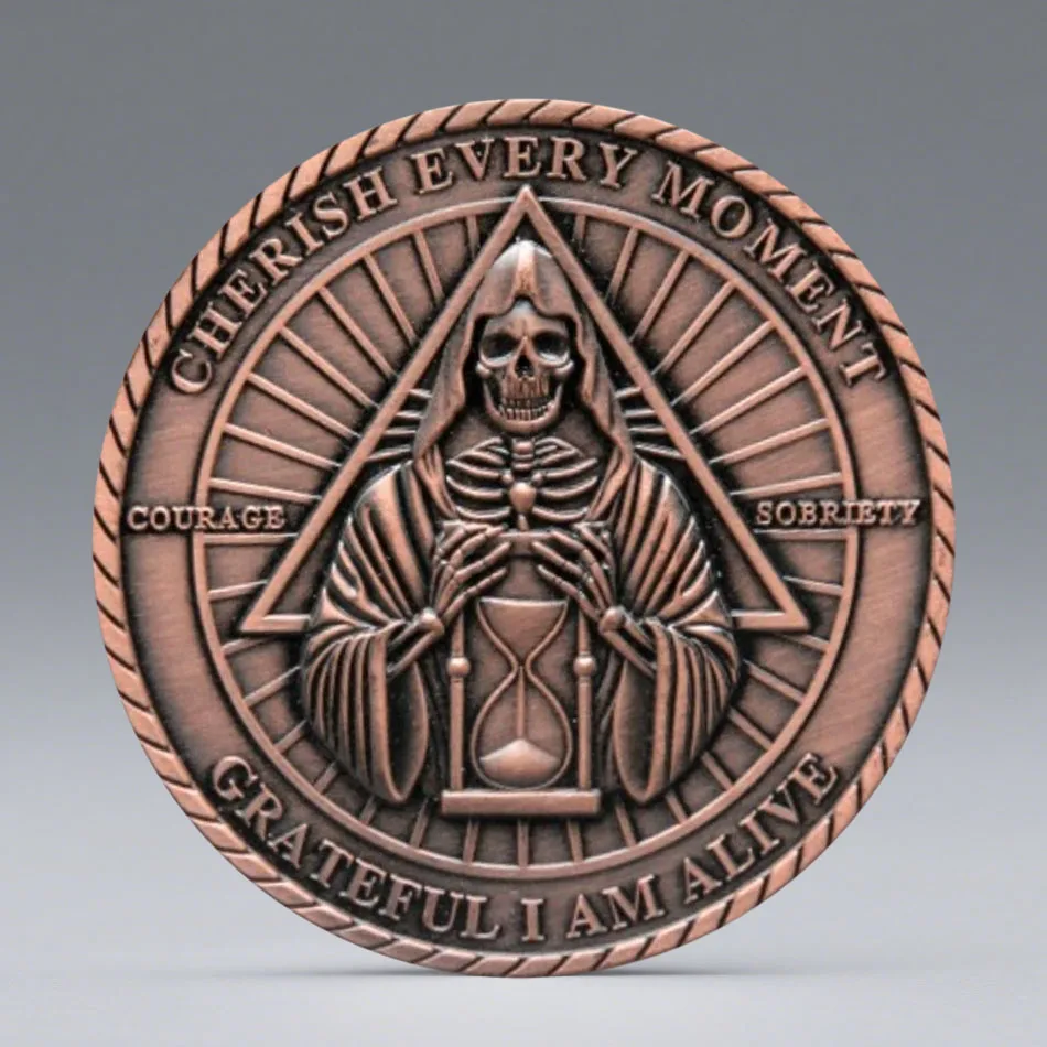 Grateful I Am Alive-moneda de recuerdo chapada en cobre, precipita cada momento, moneda conmemorativa de coraje, decoración del hogar