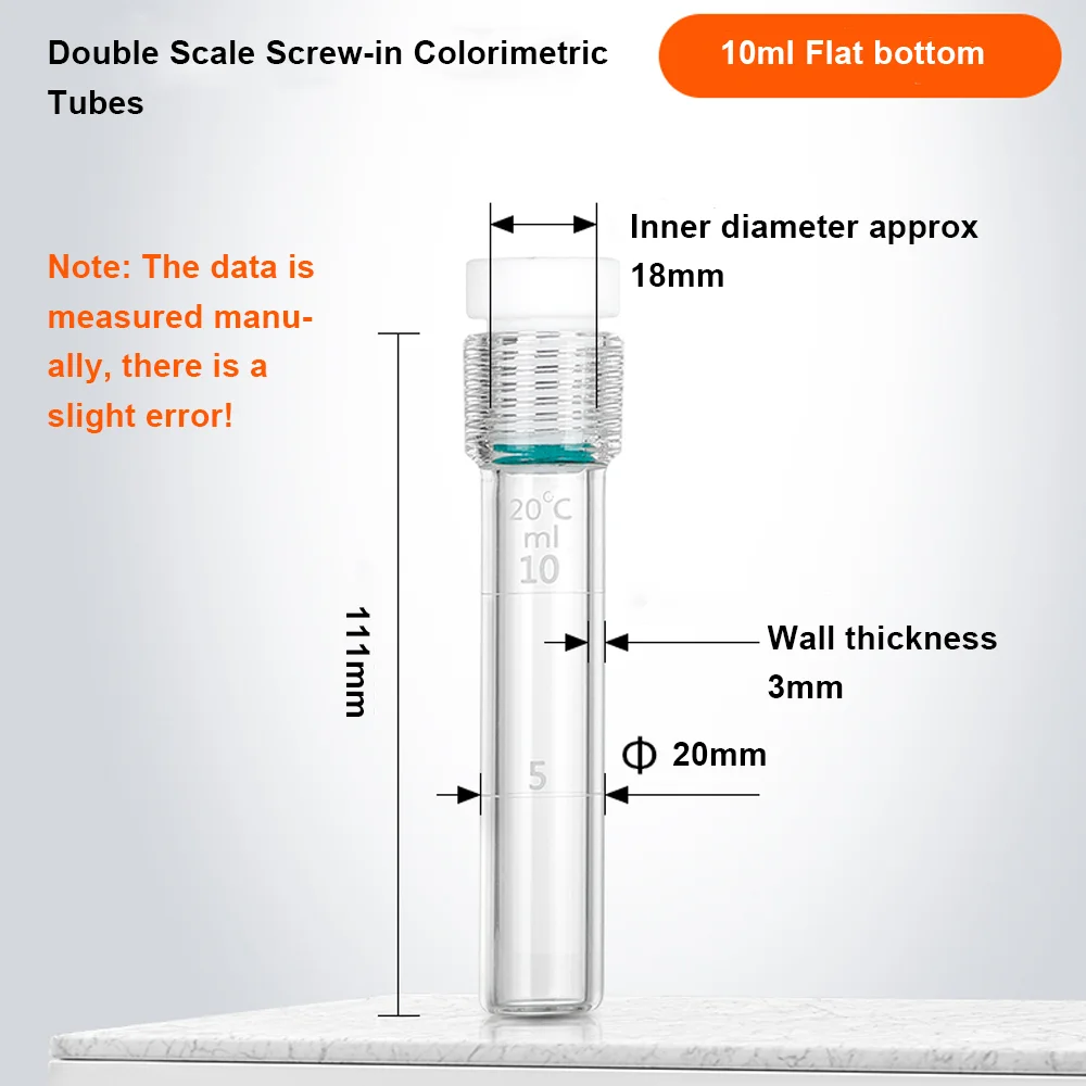 Dual Scale Screw Top Nano Colorimeter Fluorine Tube 5/10/25/35/50/75/100ml Amino Acid Sealed Reaction Tube