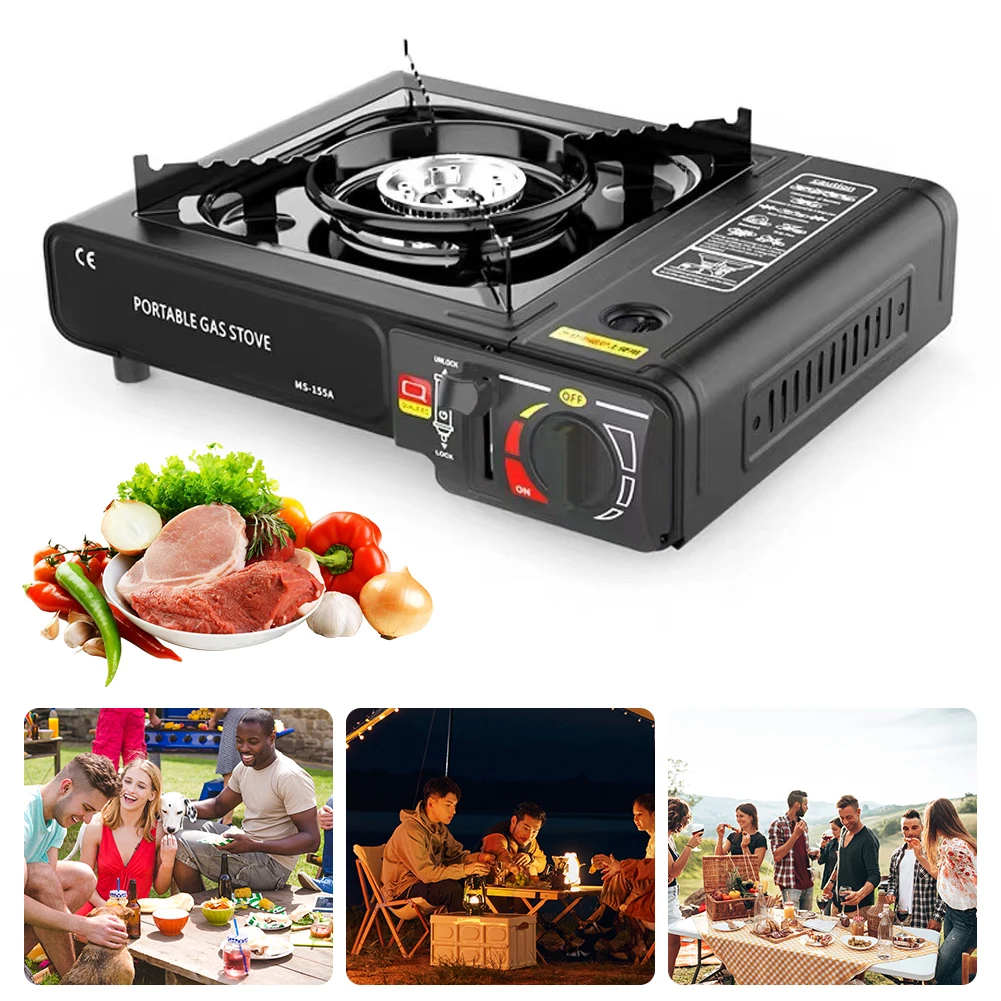 

Portable Butane Camping Stove with Safety Lock Camping Butane Stove Adjustable Portable Gas Stove for Outdoor Cooking Hiking