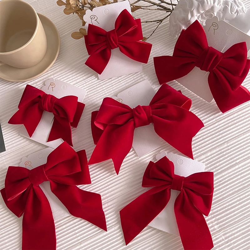 1PC Velvet Bow Hair Clip Elegant Bow Tie Hairpins Vintage Barrettes For Women Girls Black Wine Red Hairpins Hair Accessories