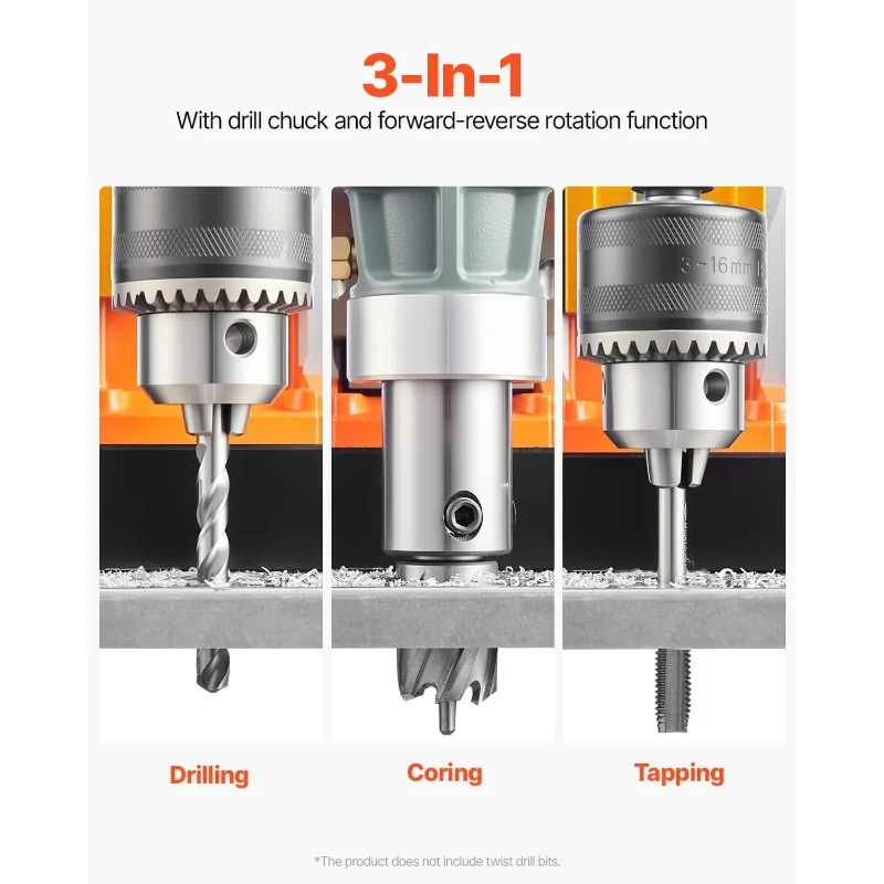 สว่าน มอเตอร์ 1450W เส้นผ่านศูนย์กลางเจาะ 2 นิ้ว 2878 ปอนด์ สว่านเจาะแม่เหล็กไฟฟ้าแบบพกพา มาพร้อมกับการแกะราก 6 ครั้ง